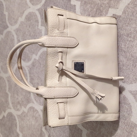 Vintage Y2K Dooney & Bourke Alto Tassel Tote in Bone Leather - Picture 2 of 7